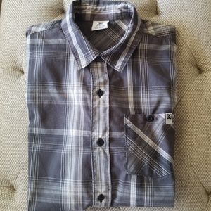 Boys Plaid Grey, White DC Button Down, szM